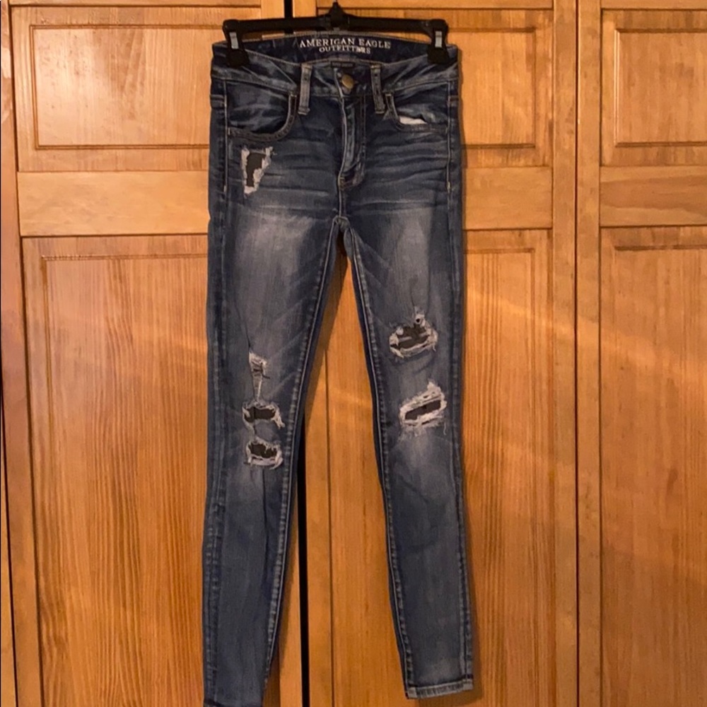 American Eagle Ripped Jeggings 00 Short CUTE
